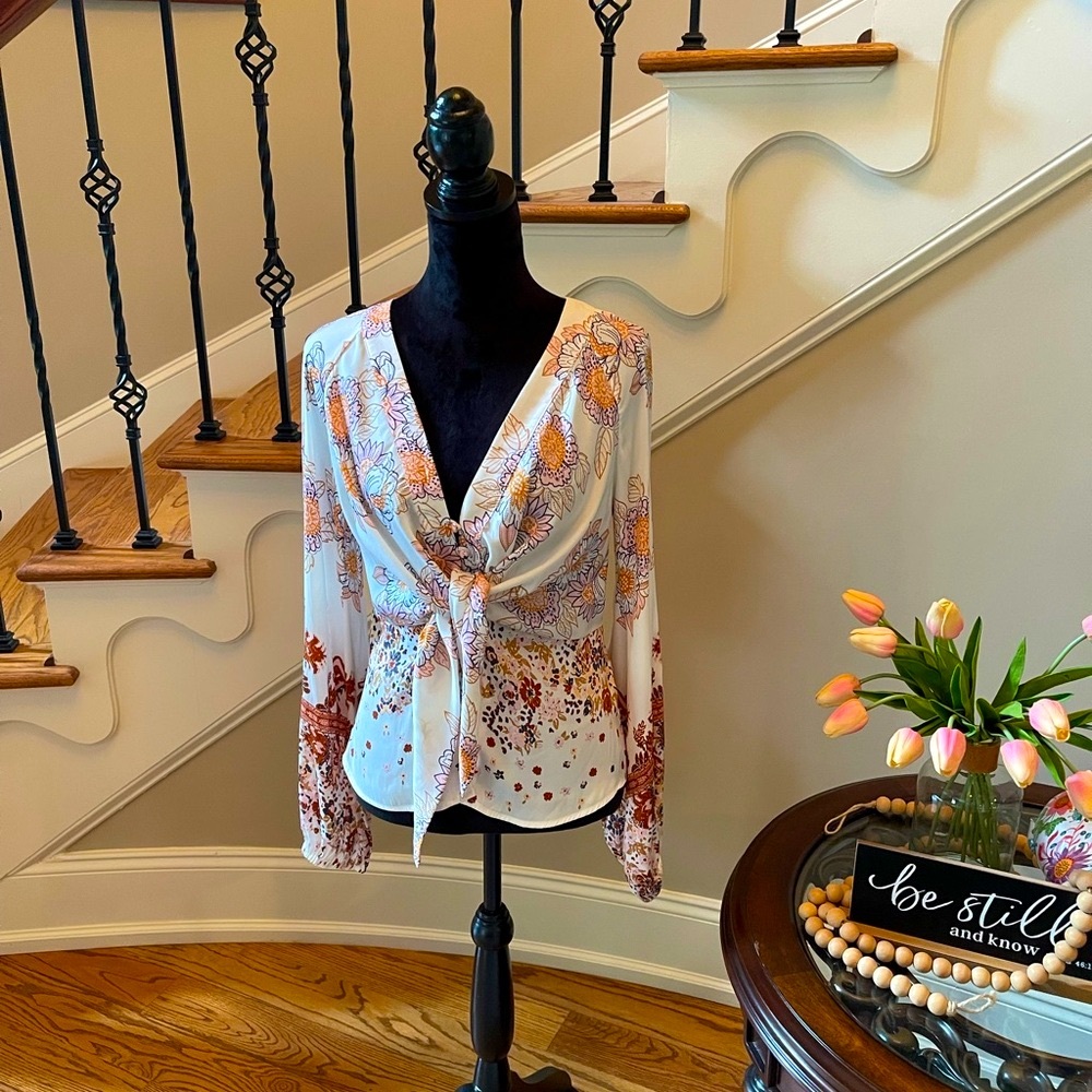 Floral Tie-Front Blouse.. Free People